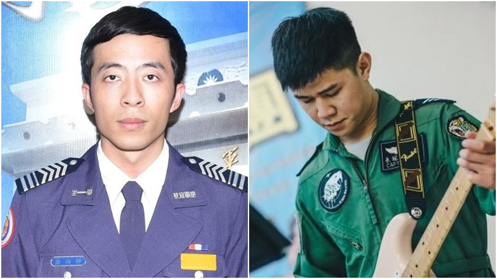 不到5個月F-5E再發生意外，羅尚樺（左）與朱冠甍（右）的死因皆為顱內出血導致中樞神經休克。（翻攝自空軍官校官網、軍聞社）