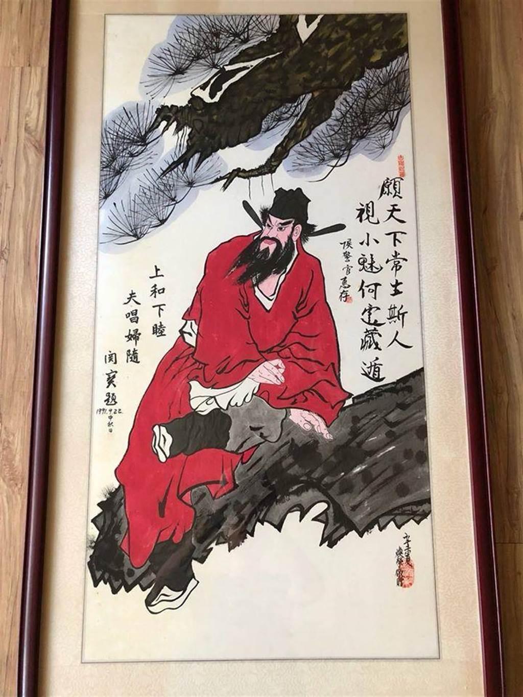 劉煥榮生前曾致贈一幅鍾馗畫作給侯友宜。（翻攝立委葉毓蘭臉書）