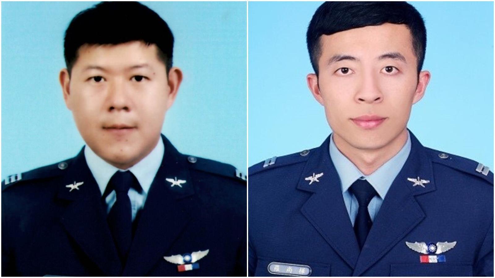 空軍發生擦撞墜海事故,飛官羅尚樺(右圖)殉職,潘穎諄(左圖)仍下落不明。(國防部提供)