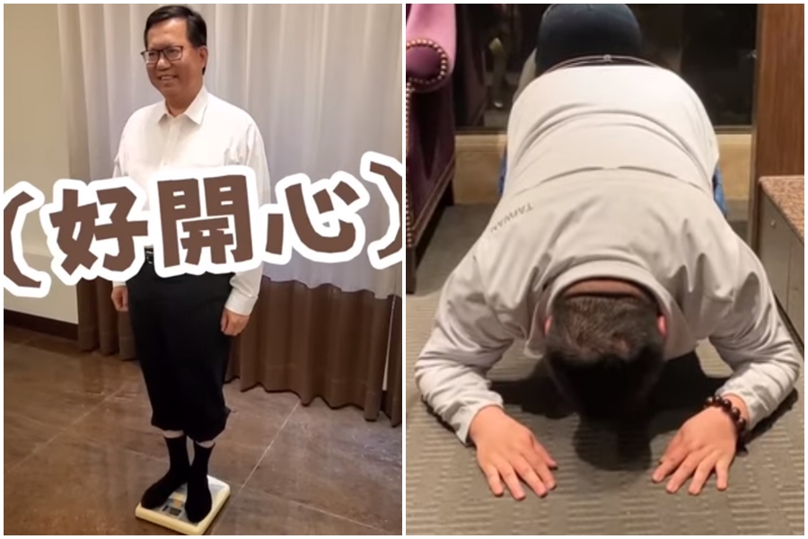 鄭文燦（左圖）真實體重只有79.8公斤，蔡易餘（右圖）以土下座方式向鄭文燦致歉。（翻攝自鄭文燦、蔡易餘臉書）