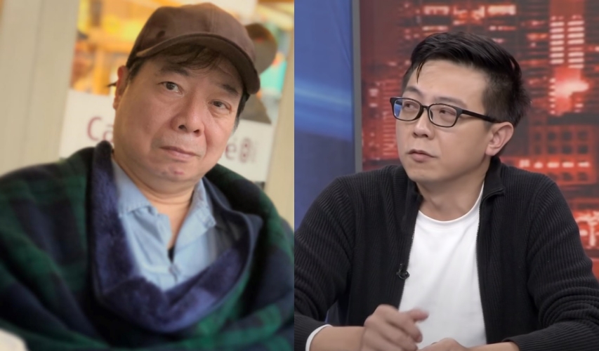 廖錦德(右)透露,父親廖峻(左)的身體狀況不適合再拍新戲。(翻攝自廖峻/錦德臉書、節目《新聞挖挖哇》YouTube)