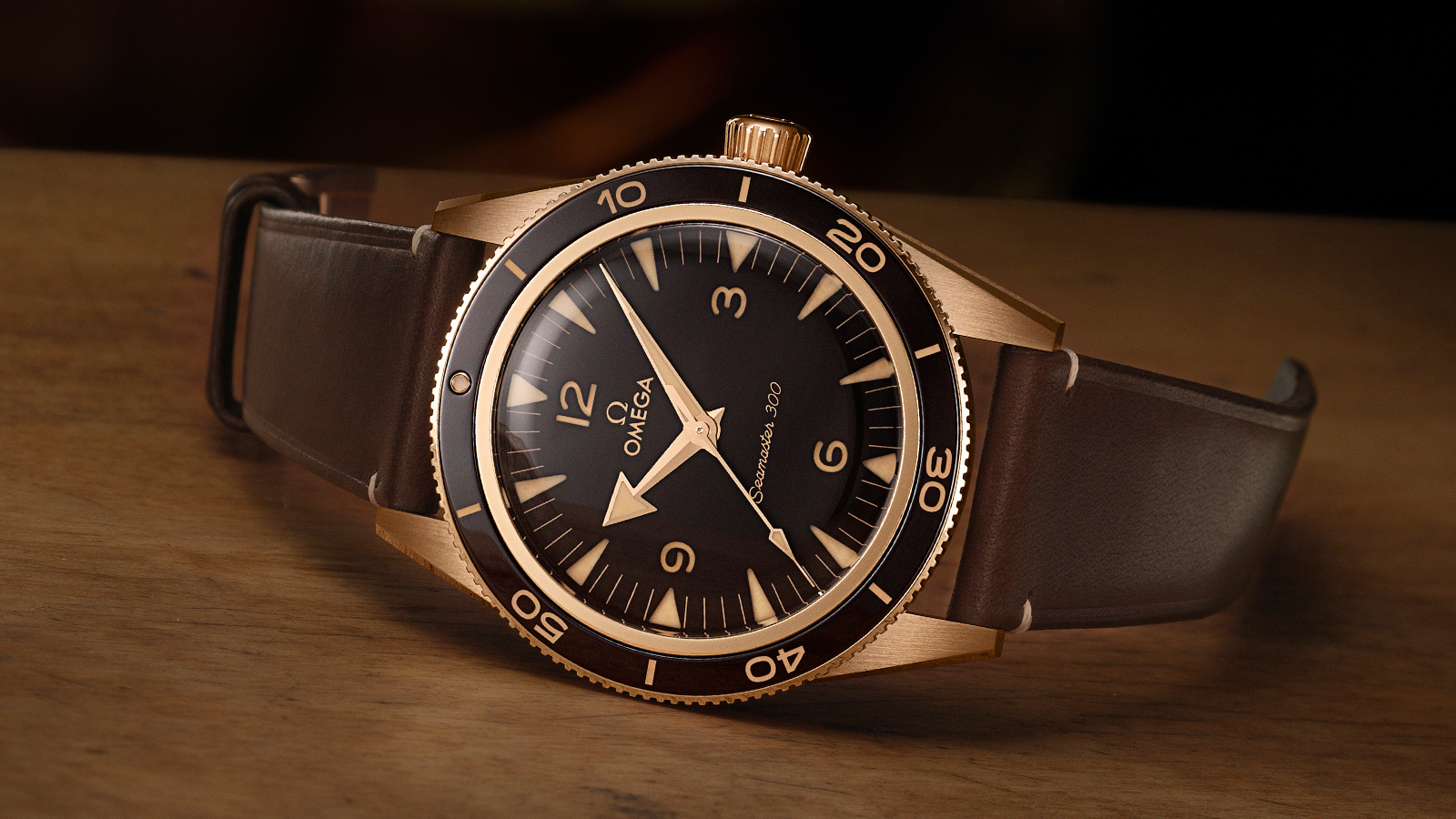 Seamaster 300 Bronze Gold｜錶徑41mm／Bronze Gold青銅金材質／時間指示／8912自動上鏈機芯／防水300米／建議售價：NT$ 378,000
