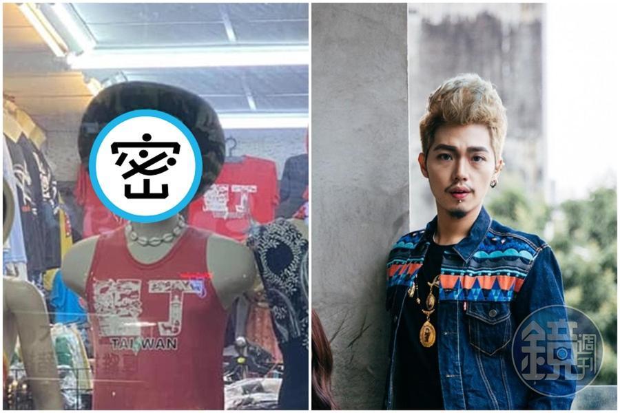 網友在墾丁大街發現一位人形模特兒,和罔腰前男友阿猴(右圖)長得超像。(左圖翻攝自爆廢1公社)