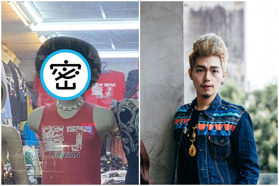 網友在墾丁大街發現一位人形模特兒，和罔腰前男友阿猴（右圖）長得超像。（左圖翻攝自爆廢1公社）