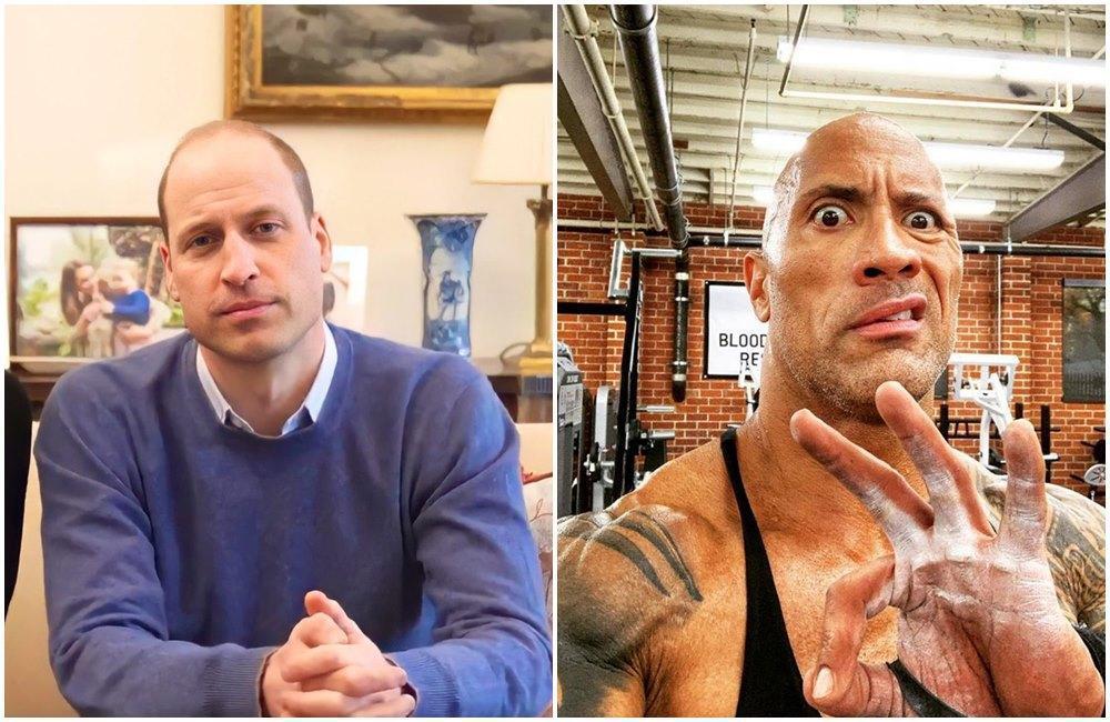 威廉王子(左圖)榮登全球最性感禿頭男人,巨石強森(右圖)要求重新計票。(翻攝kensingtonroyal IG、Dwayne The Rock Johnson臉書)