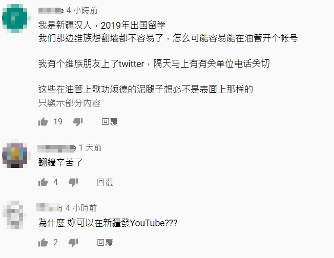 網友指出，新疆當地想翻牆都不容易了，質疑這些影片的真實性與目的。（翻攝自YouTube）