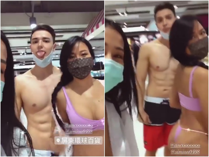 可妹在百貨公司當眾解放好身材。(翻攝自corathai IG)