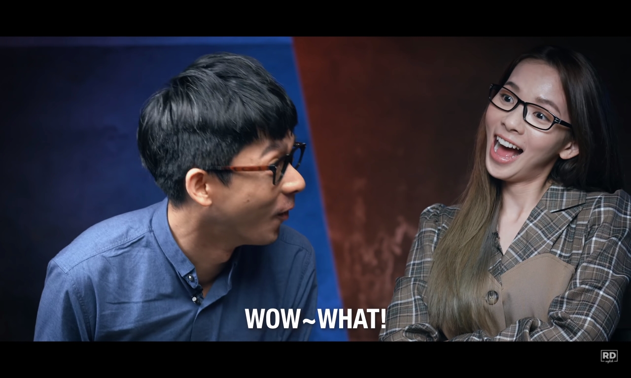 阿滴與滴妹互嗆的影片當中，滴妹被抓包承認戀情。（翻攝阿滴英文頻道）