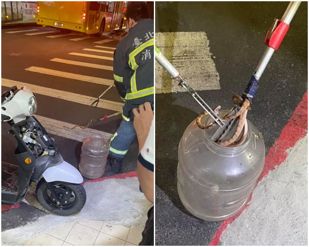 騎士親見龜殼花鑽進車殼裡，上門找修車師傅求救（翻攝臉書「我是東湖人」）