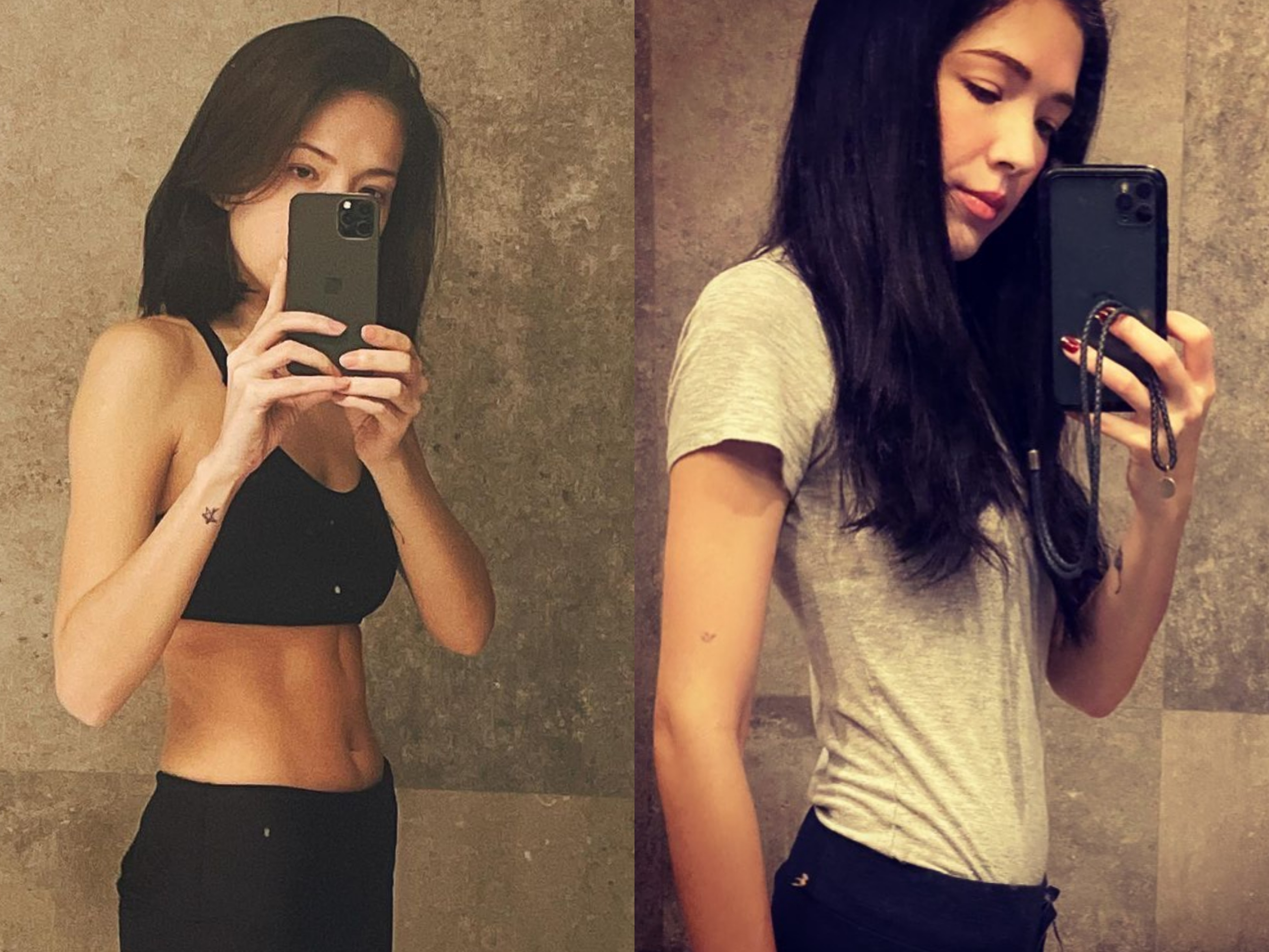 許瑋甯去年今天與幾天前都貼出腰瘦照，為了保持這樣的名模身材，許瑋甯相當認真鍛鍊。（翻攝自許瑋甯IG）