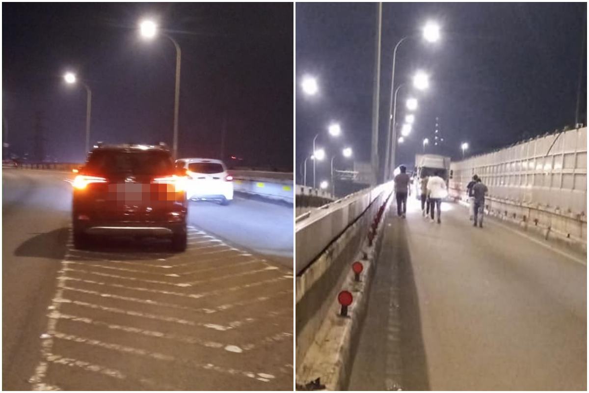 女駕駛心存僥倖導致悲劇，幸好遇到熱心人士出手幫忙。（翻攝自臉書社團「爆廢1公社」）