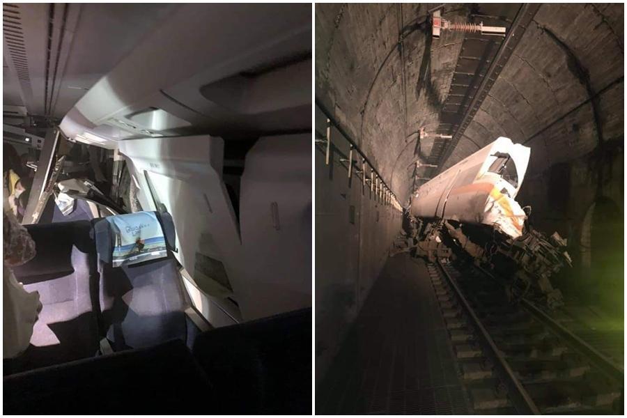 台鐵太魯閣列車撞擊工程車意外,目前已造成34死及2無生命跡象正搶救中。(翻攝畫面)
