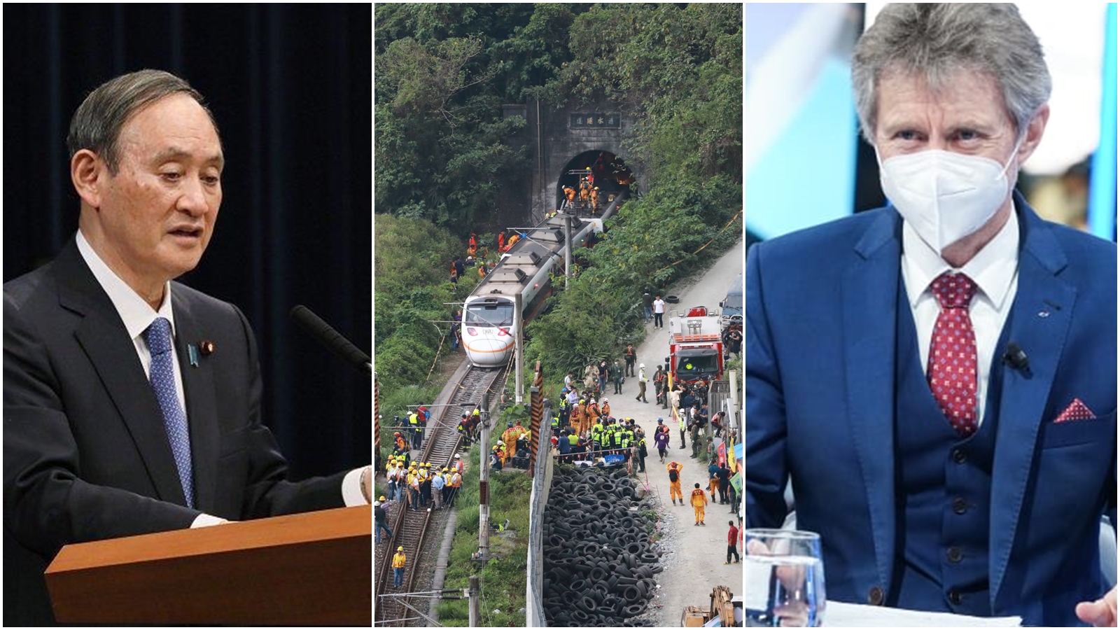 針對太魯閣號出軌事故，日本首相菅義偉（左）、捷克參議院議長維特齊（右）皆表達哀悼之意。（翻攝自首相官邸推特、本刊資料照、韋德齊推特）