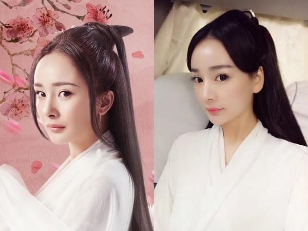 楊冪（左）替身女模卓亨瑜（右），因為在《三生三世十里桃花》擔任楊冪背影替身走紅。（翻攝自《三生三世十里桃花》官方微博、卓亨瑜微博）