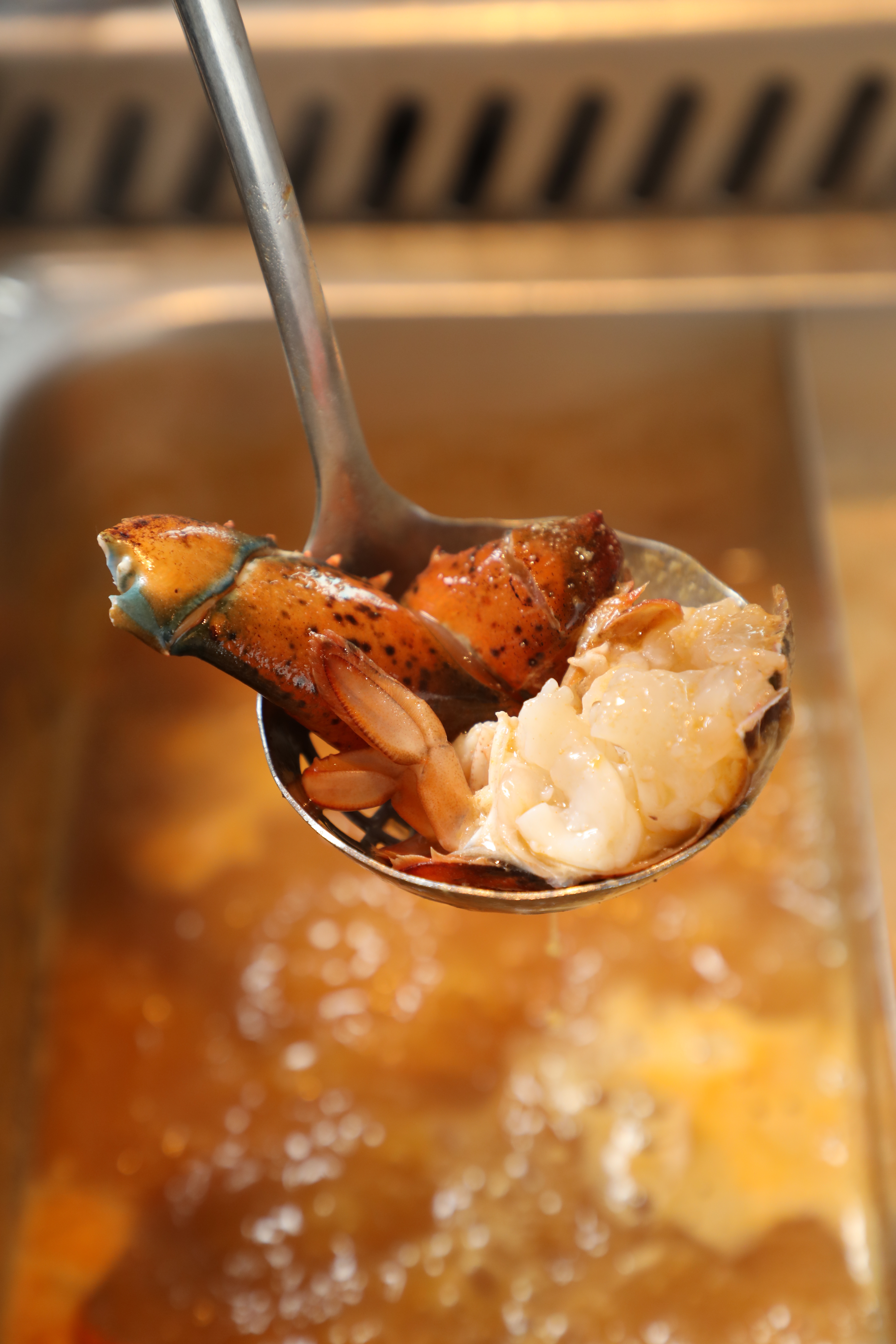 用「帝皇龍蝦湯泡飯湯鍋」涮龍蝦肉，鮮味加倍。