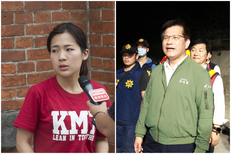 交通部長林佳龍（右）昨天深夜在臉書發文宣布辭去交通部長一職，國民黨台北市議員徐巧芯（左，本刊資料照），今晨旋即在臉書開炮。