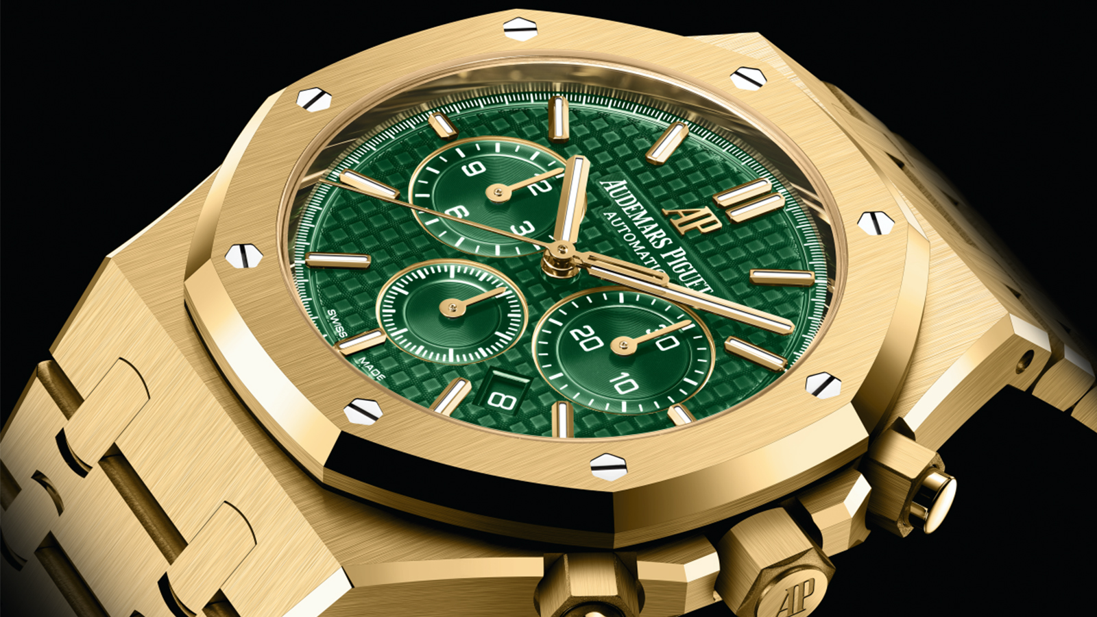 皇家橡樹自動上鏈計時碼錶|錶徑41mm/黃金材質/時間及日期指示、計時碼錶功能/自動上鏈機芯/防水50米/限量125只/建議售價:NT$ 2,276,000