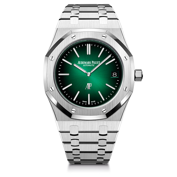 皇家橡樹Jumbo超薄款|錶徑39mm/鉑金材質/時間及日期指示/2121自動上鏈機芯/防水50米/建議售價:NT$ 3,211,000