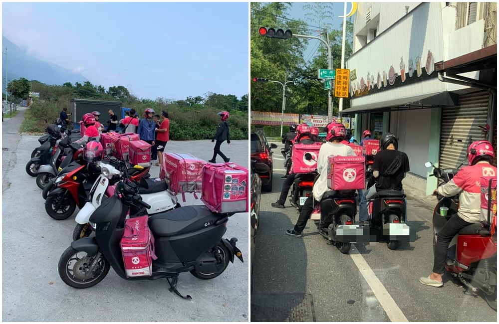 花蓮熊貓外送員在得知災情後，自主募資並準備好物資後，送到災區供受災民眾和救災人員使用。（翻攝自臉書社團希望中央全額補助花蓮543）