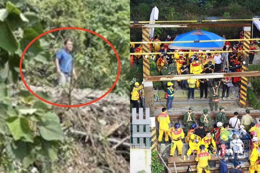 台鐵太魯閣號因為撞上工程車出軌釀50死，目前救災人員仍在花蓮全力搶救及搶通中，工程車所屬公司負責人李義祥（左圖）則在事後被質疑冷眼旁觀、對檢警說謊。（左圖翻攝自PTT）