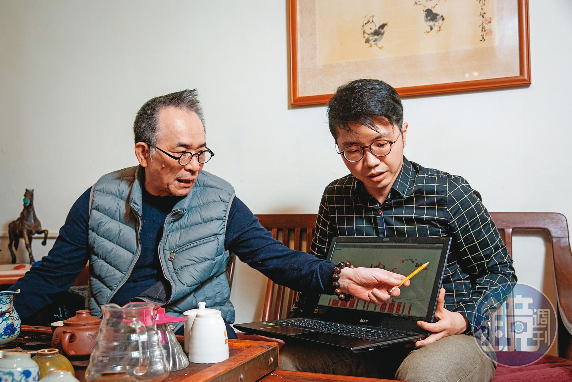 以技術派大師蕭明道（左）為師，廖崧沂（右）一點就通，因此又暱稱2.0（1.0的升級版）。