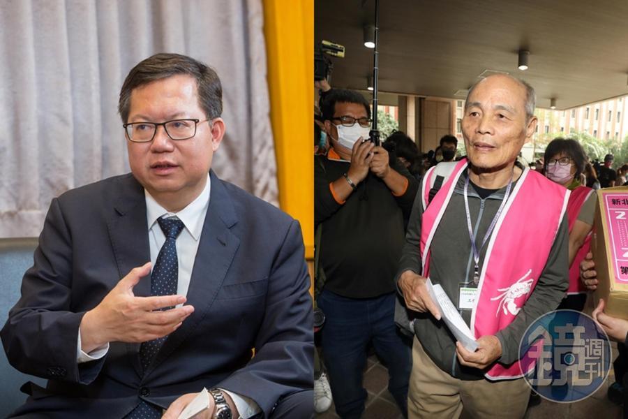 桃園市長鄭文燦（左）今稱藻礁是政府在保護，對此「珍愛藻礁公投」領銜人潘忠政（右）則回應政府本來就應該保護。（本刊資料照）