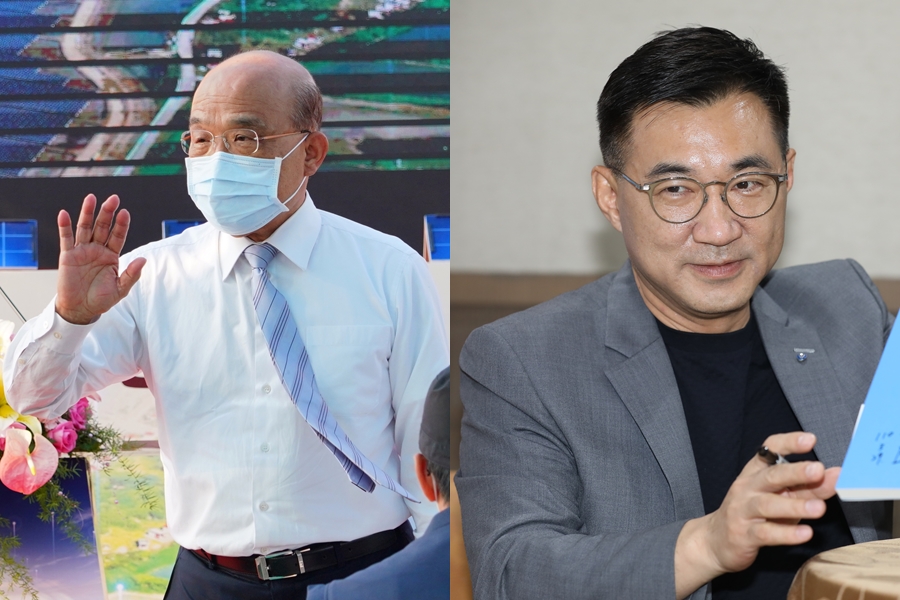 行政院長蘇貞昌（左）昨以「還有很多事要做」撇為台鐵出軌下台負責，國民黨主席江啟臣（右）今則怒稱：「為什麼不早做？」（本刊資料照）