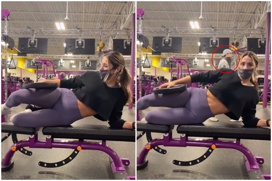 美國健身網紅指稱陌生男子趁自己運動時偷拍「自己屁股」還矢口否認，並呼籲女性網友們在健身房真的要小心。（翻攝自@juliaapic Tiktok頻道）