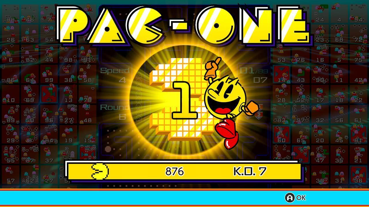 小精靈也變成吃雞遊戲,《PAC-MAN 99》提供99人大混戰模式,生存到最後的玩家可以成為「PAC-ONE」。(翻攝自任天堂官網)