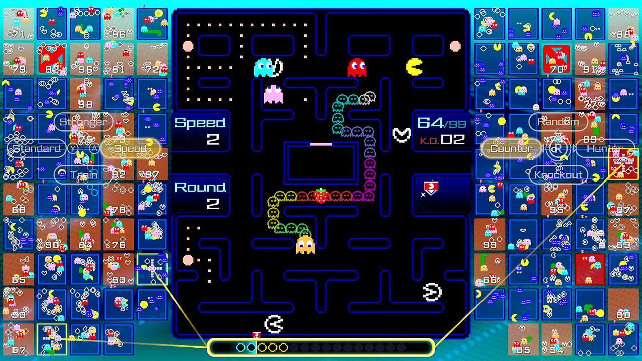 《PAC-MAN 99》有8種遊戲策略,4種可以強化自身,另外4種可以攻擊對手。(翻攝自任天堂官網)