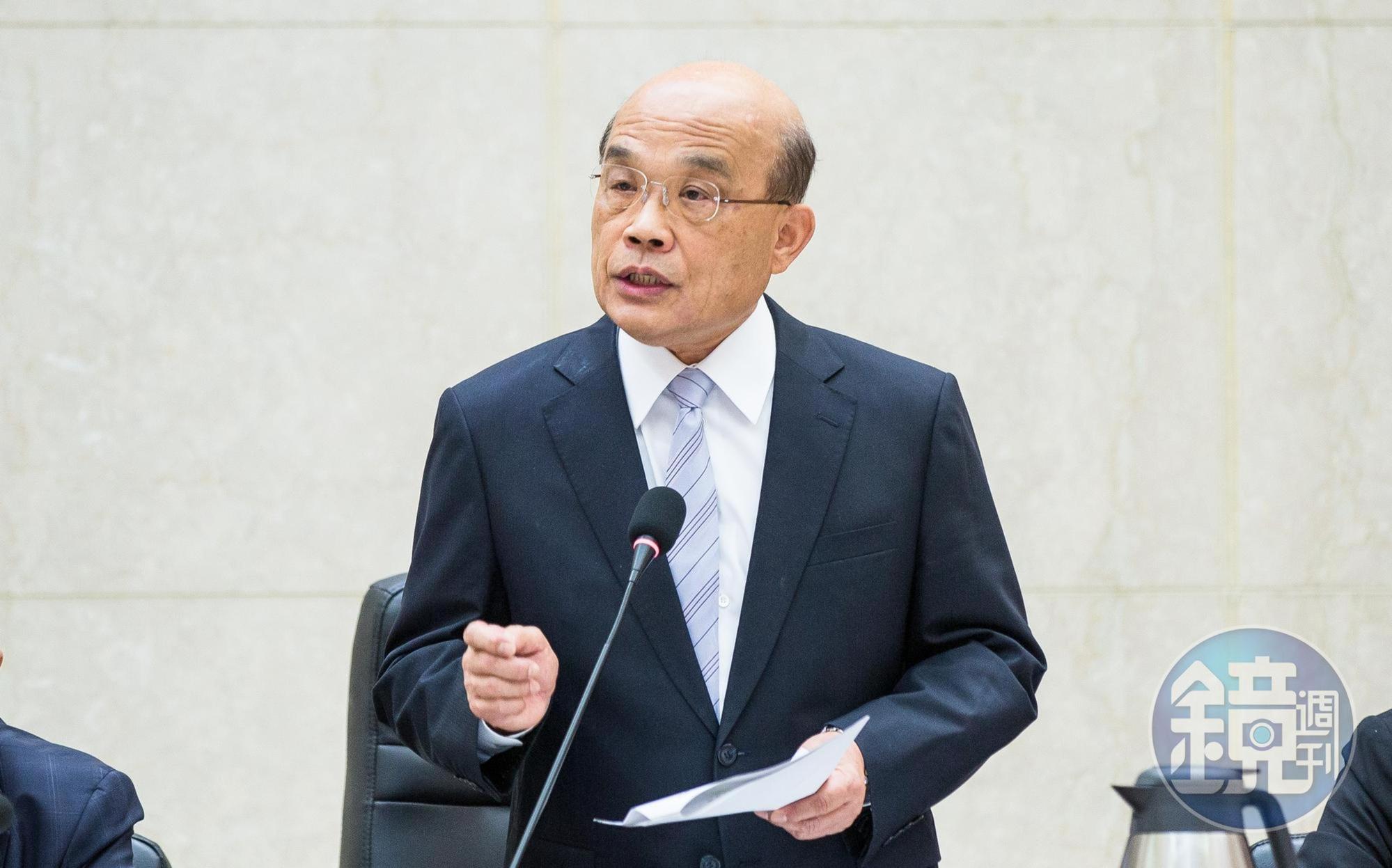 行政院長蘇貞昌要求，政府依法該付的費用「一毛錢都不能從捐款專戶來支出」。（本刊資料照）
