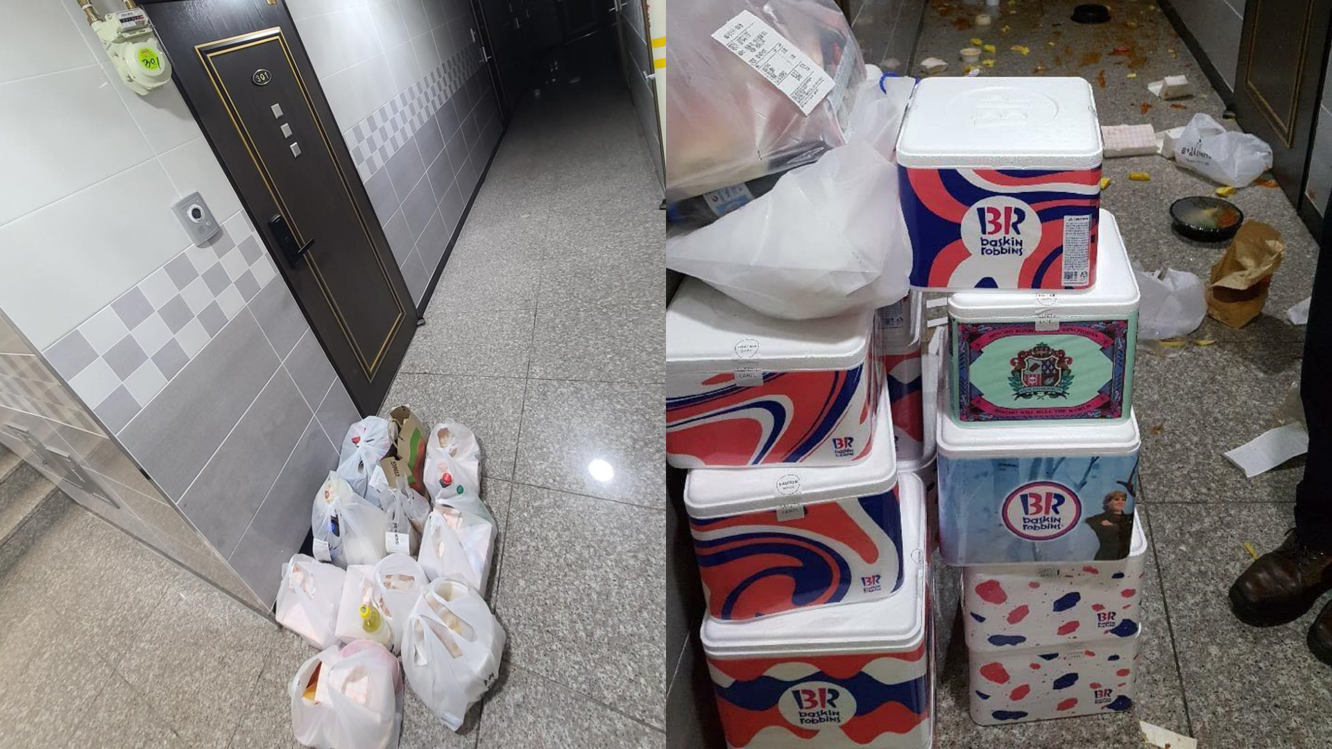 女子在外送平台訂購餐點,送達後卻往公寓各處潑灑。(翻攝自cheoannews臉書)