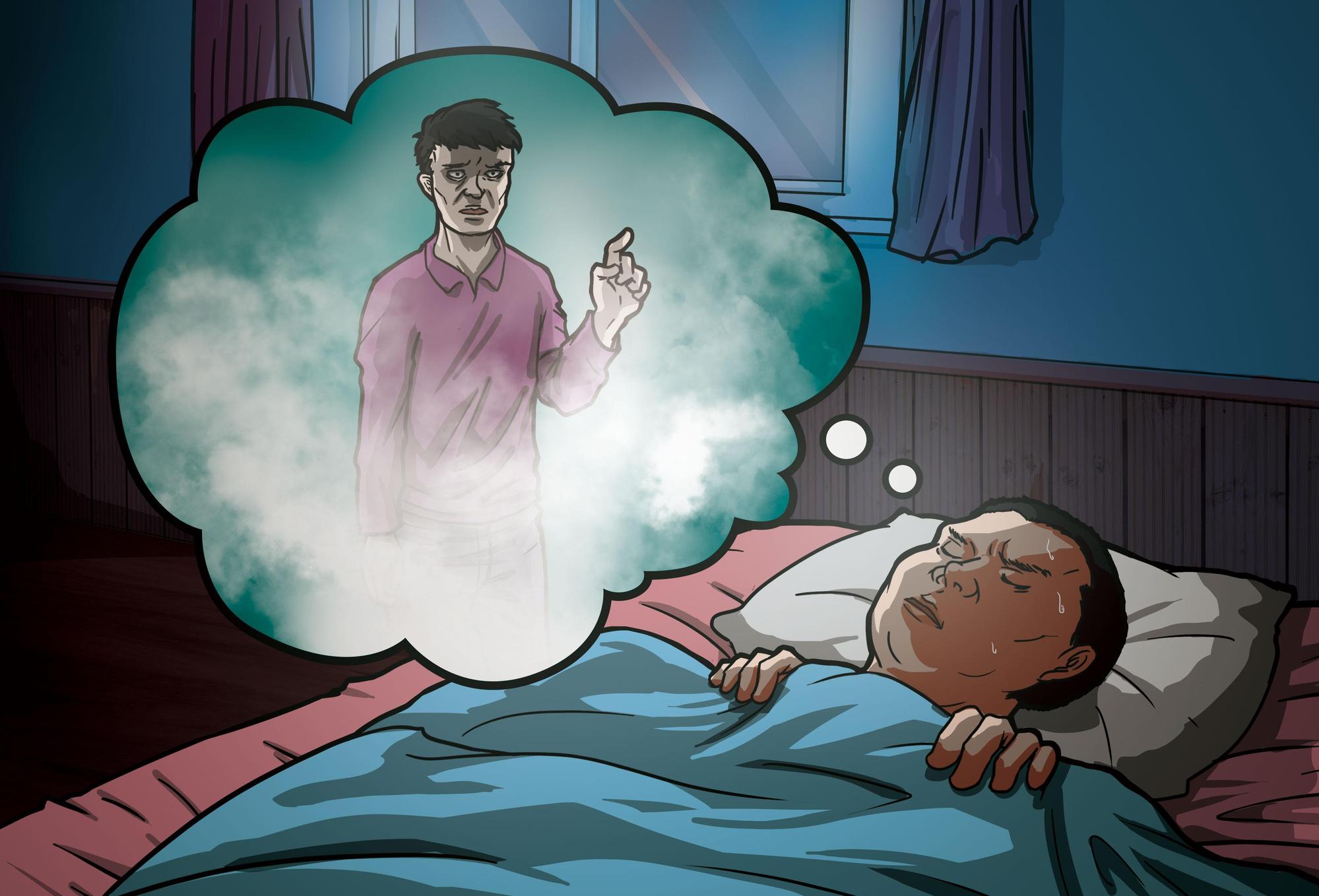 刑警賴義芳在慈玄寺的廂房睡覺，結果夢到死者向他申冤。
