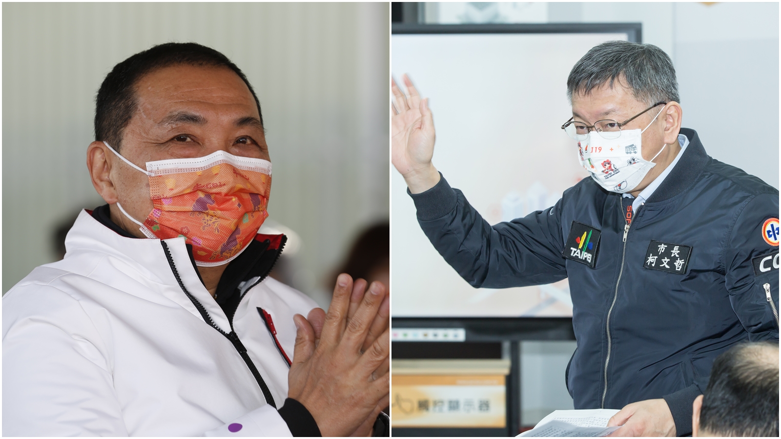 新北市長侯友宜（左）與台北市長柯文哲（右）預計將於下週一上午接種AZ疫苗。（本刊資料照）