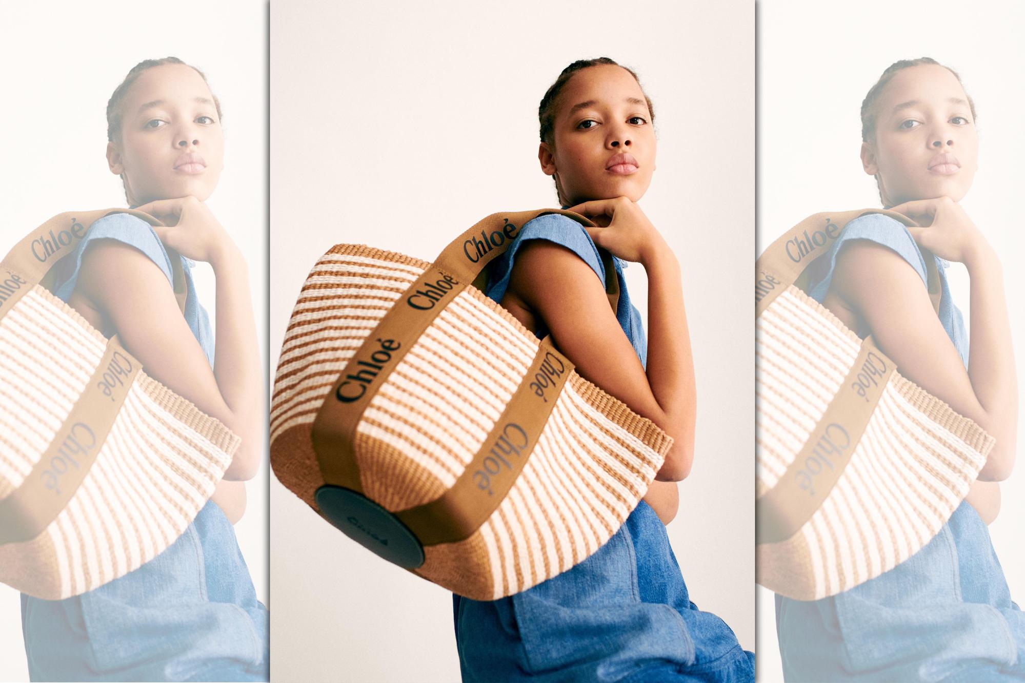 Chloé Woody世界公平貿易組織合作條紋編織提籃，NT$21,300。（Chloé提供）