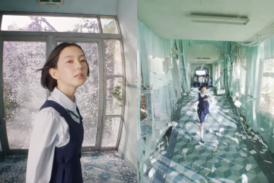 日本寶礦力水得的最新廣告找來新生代厭世女星中島Sena（左圖）主演，其中有許多地板滾動的鏡頭（右圖）引起熱議。（翻攝自「 大塚製薬 公式チャンネル」YouTube）