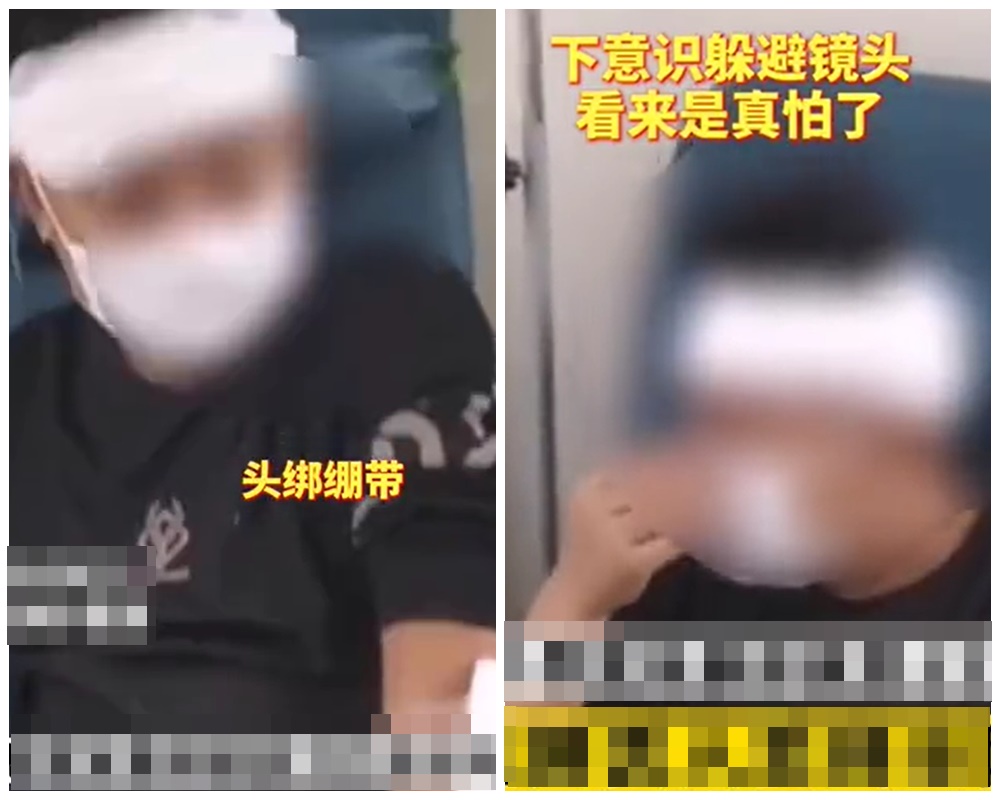 家暴男遭妻子反擊後,人被送往醫院醫治,並向妻子保證:「以後都不敢了」。(翻攝自微博)