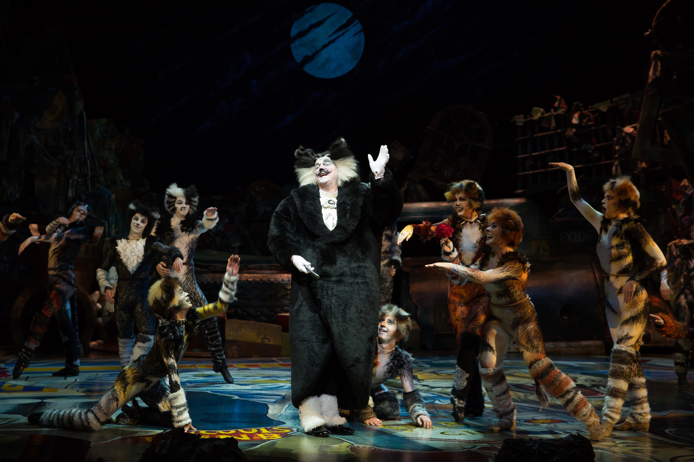 音樂劇《貓》首度到花蓮演出，近百人的演出團隊和大型的道具舞台將進駐花蓮一週。（寬宏藝術提供）