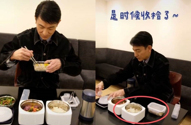 劉德華不僅用餐菜色講究,就連餐桌禮儀也相當優雅。(翻攝自微博)