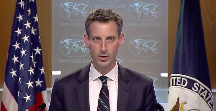 美國國務院發言人普萊斯發聲明支持日本排放核廢水入海。（翻攝eAsiaMediaHub推特）