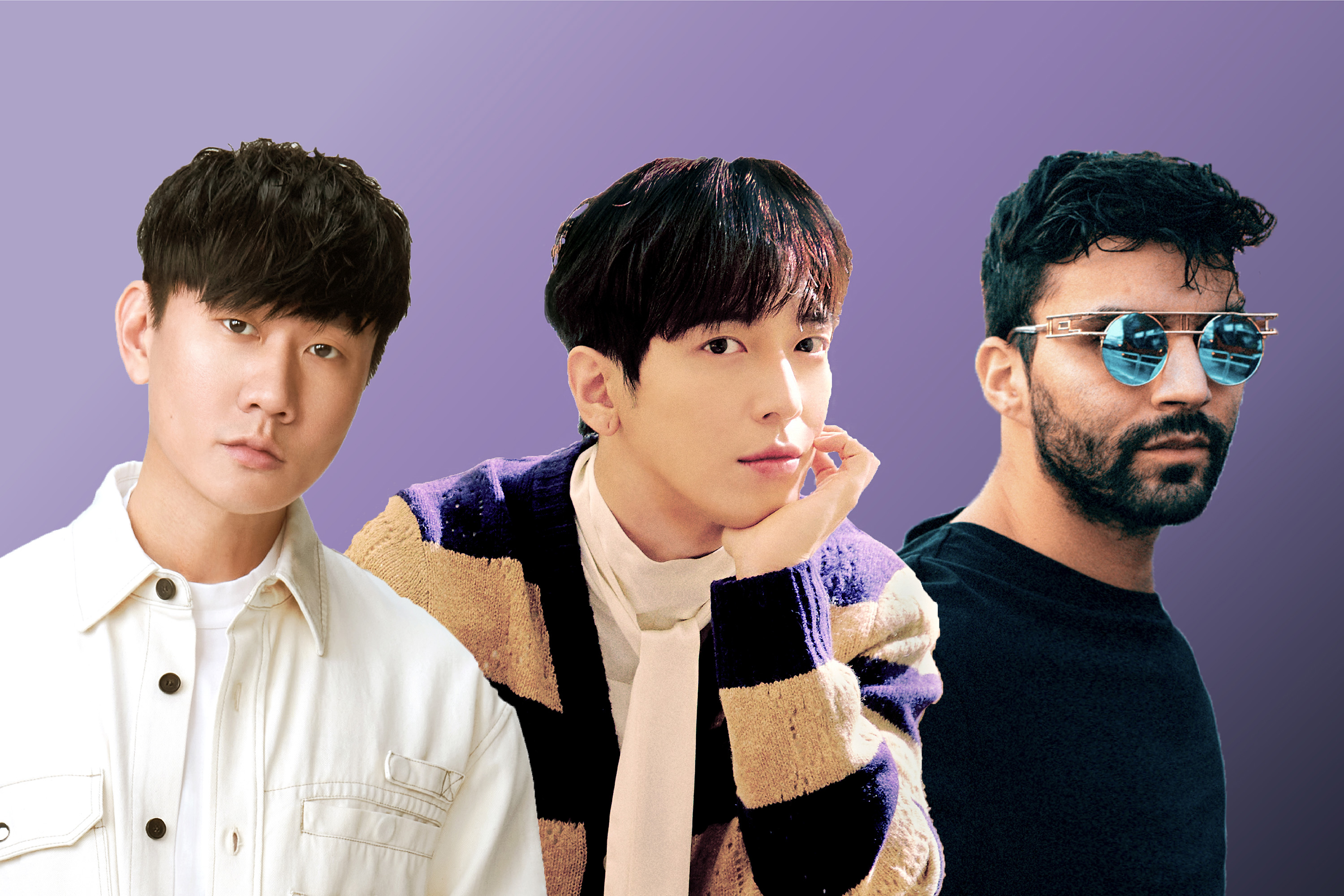 鄭容和（中）中文EP將收錄R3HAB重新混音的單曲《CHECKMATE》，該歌曲是他和林俊傑（左）合作的作品。（華納音樂提供）