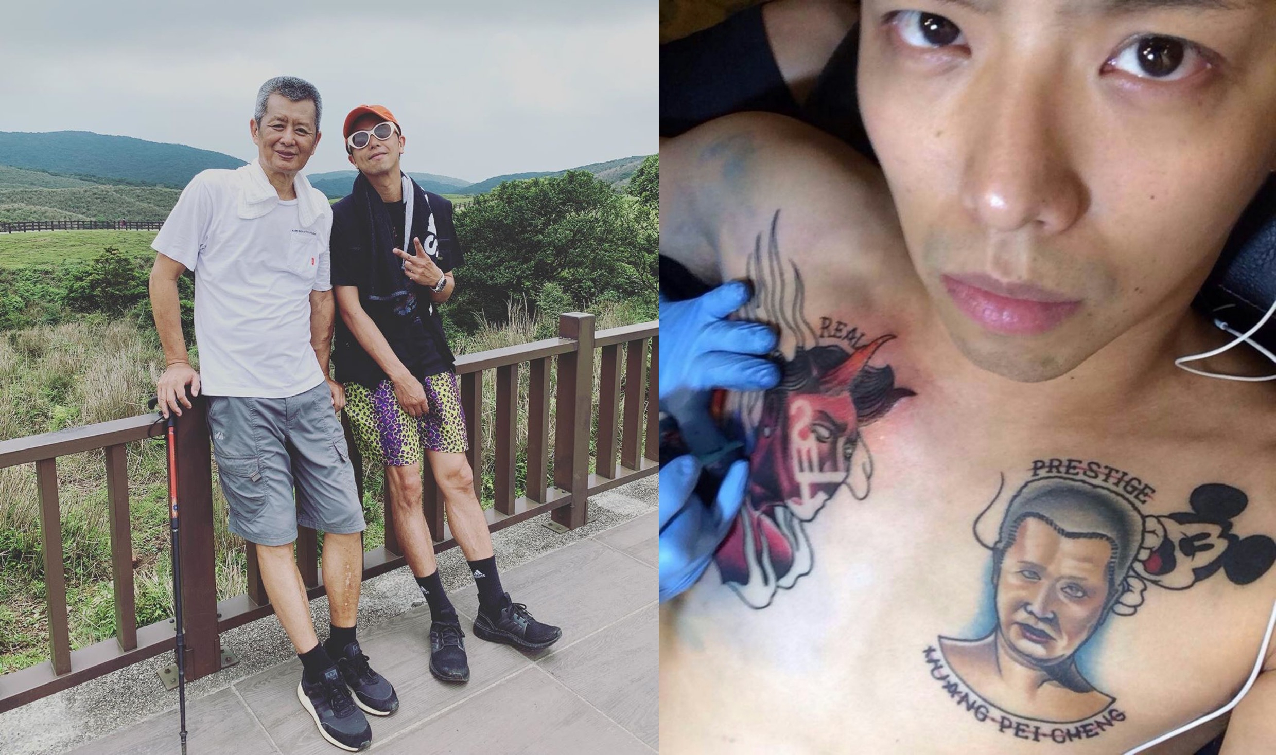 黃鴻升跟父親感情好，他胸前還刺下父親的肖像。（翻攝自黃鴻升IG）