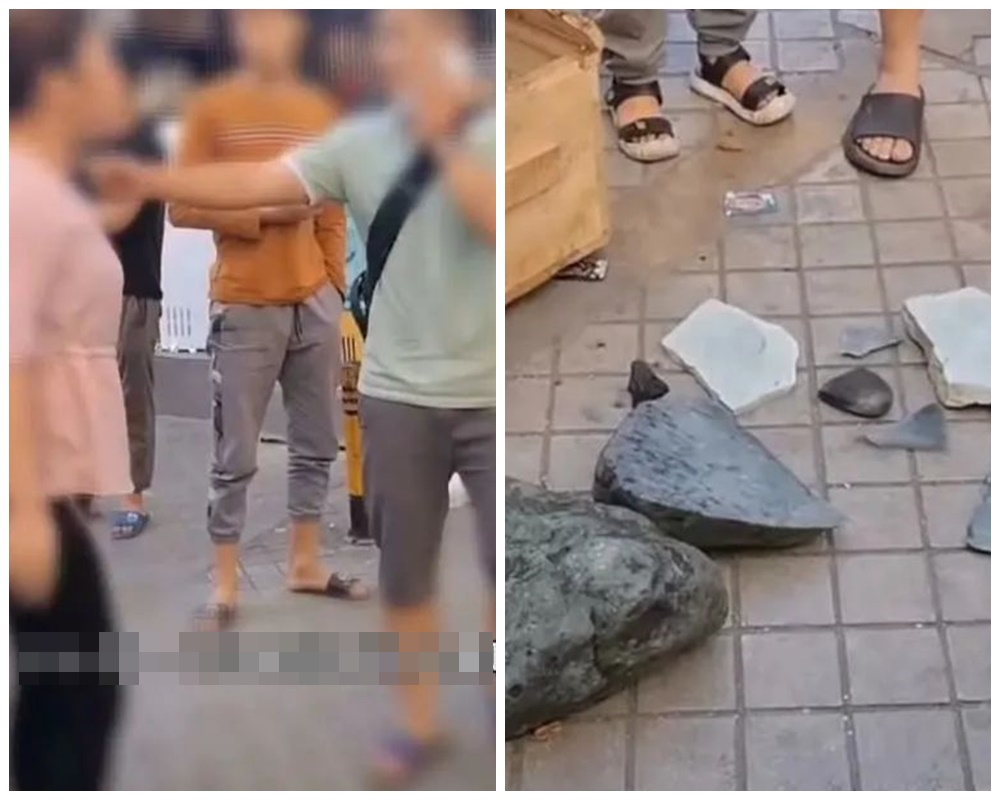 男子把石頭隨意擺在地上，被男童不慎踩破，竟要求對方家長賠償80萬人民幣。（翻攝自網易新聞）