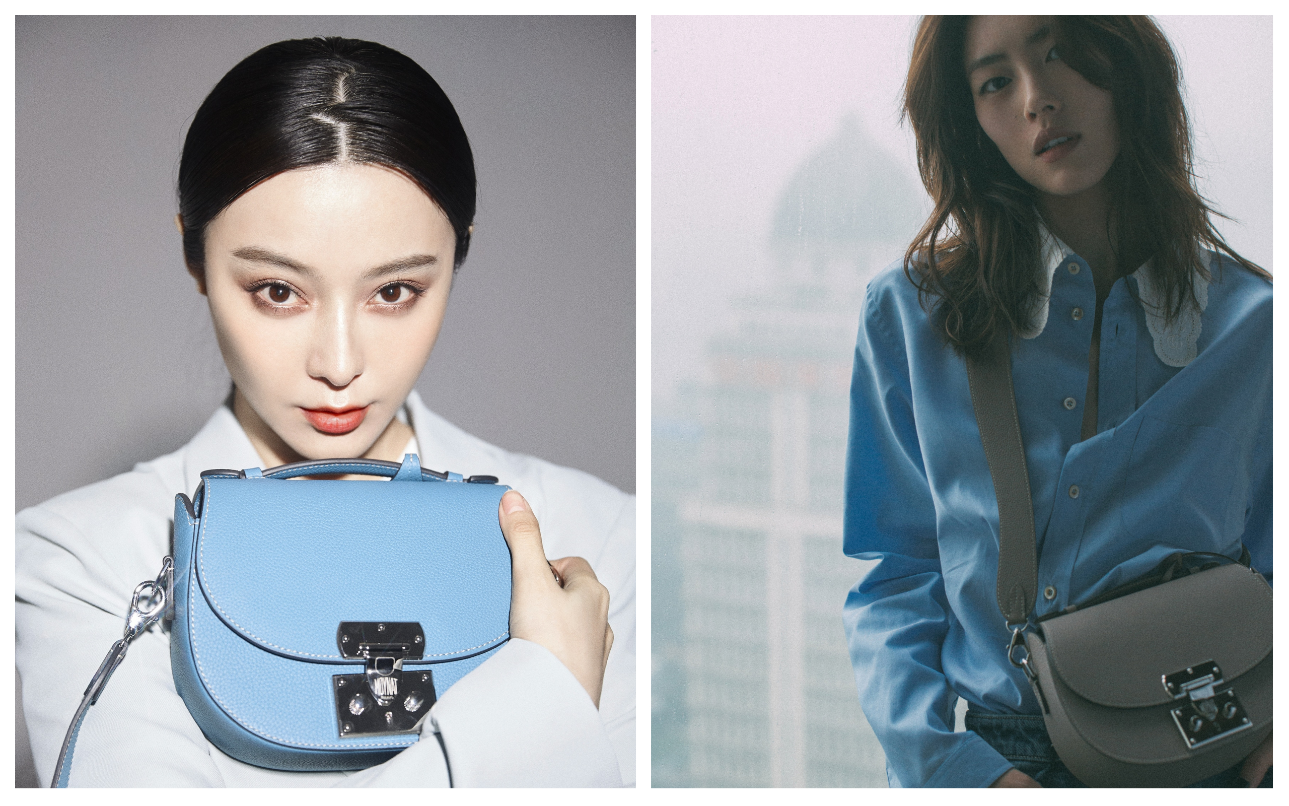 一向低調MOYNAT，這次為了新設計師上任推出全新包款，請到劉雯與范冰冰一同拿著新包FLORI拍攝照片。（MOYNAT提供）