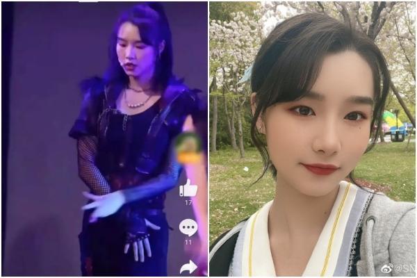 SNH48成員馬玉靈日前公演突然癱軟在台上，嚇壞不少人。（翻攝自微博、馬玉靈微博）
