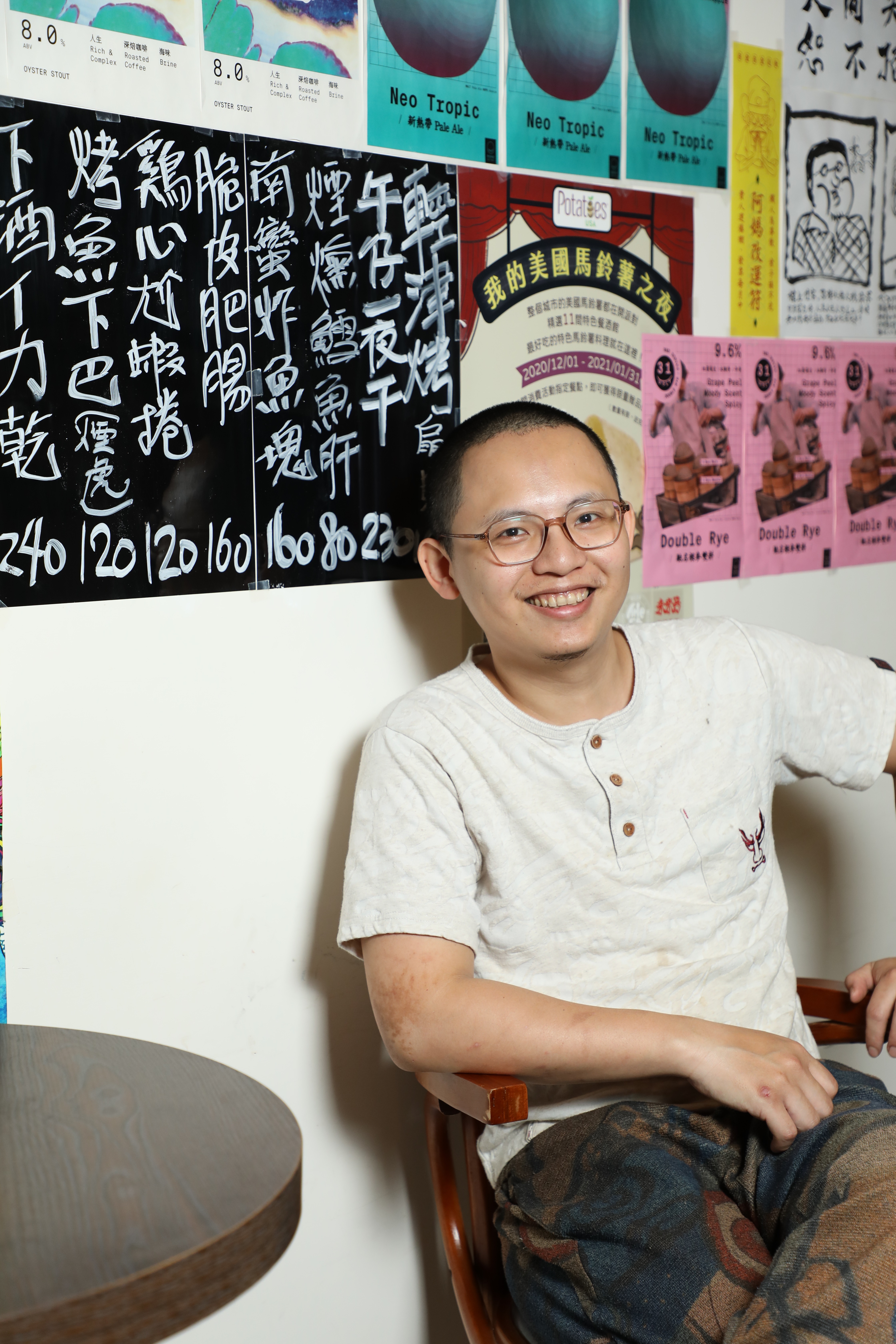 陳書郁做菜相當隨性，黑板上常可看到他的奇思妙想。