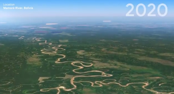 Google Earth推出全新「縮時攝影」功能，能夠透過此功能看盡全球1984年至2020年的變化。（翻攝自Google Earth推特）