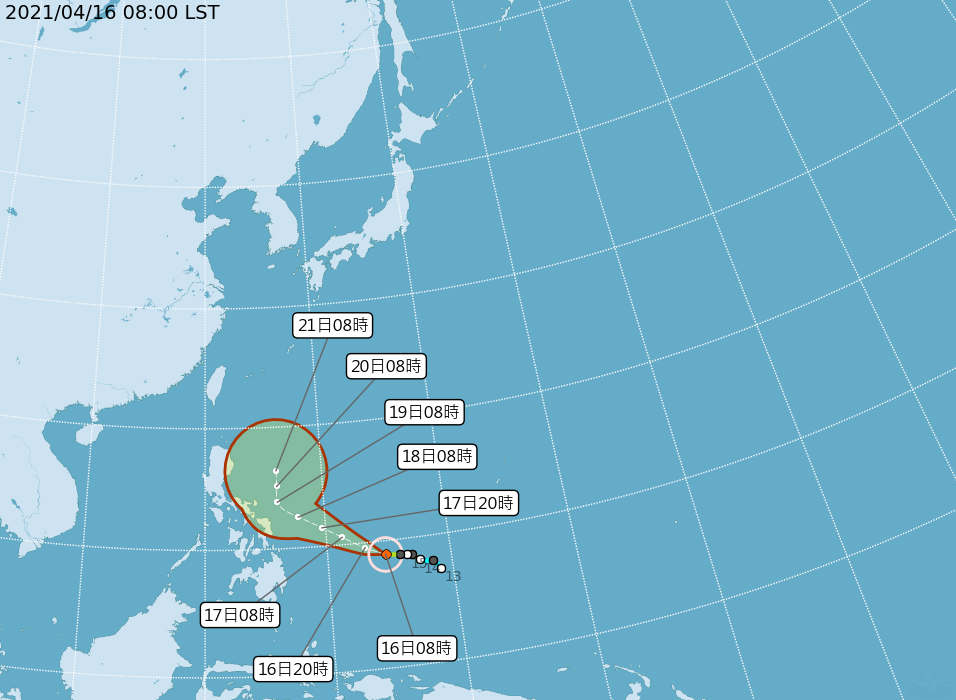 舒力基將在19日大迴轉,不會侵台。(翻攝自中央氣象局官網)