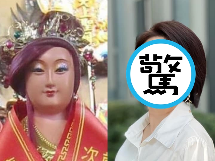 女主播李美萱被網友發現竟和媽祖有「明星臉」。（翻攝自李美萱臉書）