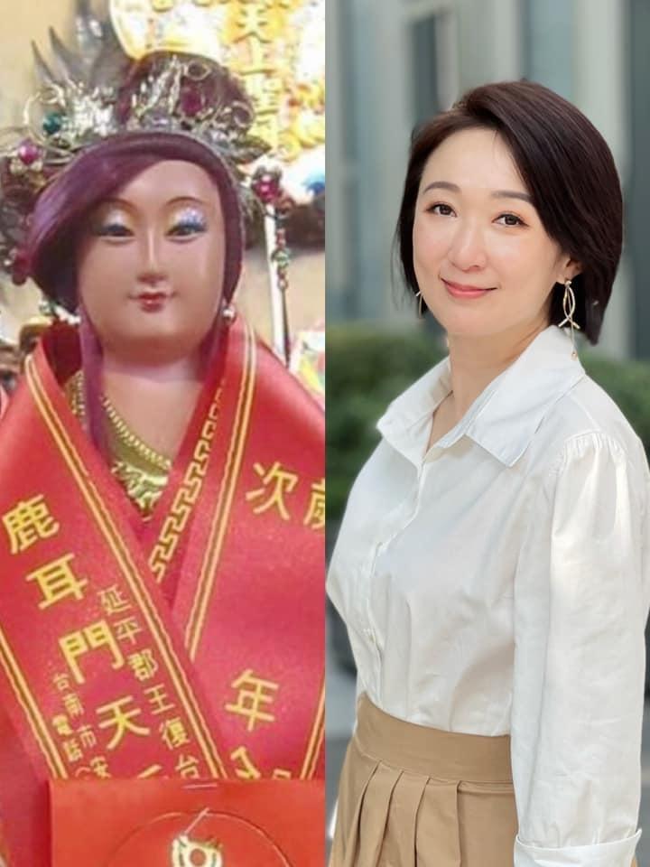 女主播李美萱被網友發現竟和媽祖有「明星臉」。(翻攝自李美萱臉書)